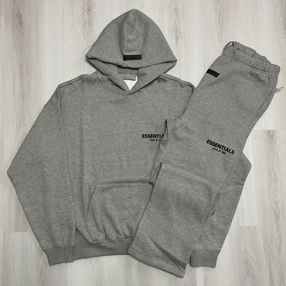 Essentials Heather Gray Hoodie and Joggers - Picture 1 of 5